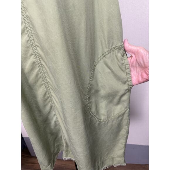 Loft Outlet Sleeveless Dress Raw Hem Pockets Sz XL Mid Length Green Casual - Picture 5 of 13